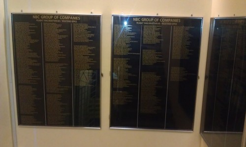 NBC Clients' Name List Board - NBC Secretarial Office at Damansara Utama, Petaling Jaya, Selangor.