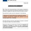 NBC Announcement (2020-3-12) – hygiene measures for office premise